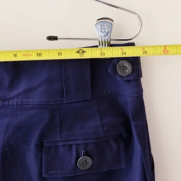 St. John 2012 Resort Collection 100% Cotton Navy Blue Side Button Skirt Sz 4 - Picture 10 of 12